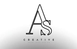 AS as letter design logo logotype icon concept with serif font and classic elegant style look vector