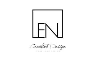 EN Square Frame Letter Logo Design with Black and White Colors. vector