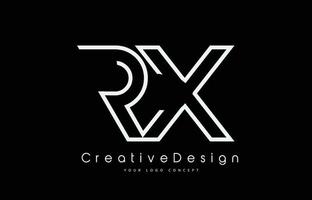 Diseño del logotipo de la letra rx rx en colores blancos. vector