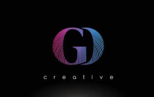 GO Logo Design With Multiple Lines and Purple Blue Colors. vector