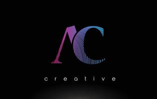 AC Logo Design With Multiple Lines and Purple Blue Colors. vector