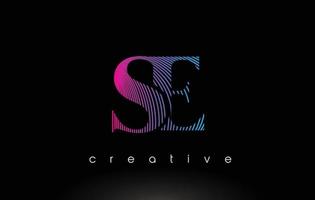 SE Logo Design With Multiple Lines and Purple Blue Colors. vector