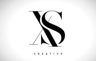 xs diseño de logotipo de letra artística con fuente serif en colores blanco y negro ilustración vectorial vector