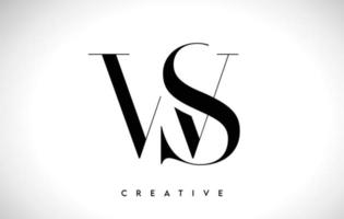 WS Artistic Letter Logo Design with Serif Font in Black and White Colors Vector Illustration