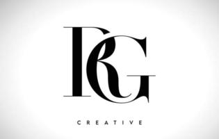 RG Artistic Letter Logo Design with Serif Font in Black and White Colors Vector Illustration