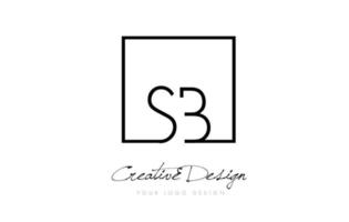 Diseño de logotipo de letra de marco cuadrado SB con colores blanco y negro. vector