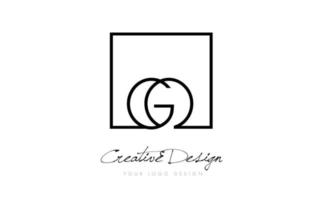 GO Square Frame Letter Logo Design with Black and White Colors. vector