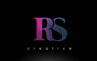 RS Logo Design With Multiple Lines and Purple Blue Colors. vector