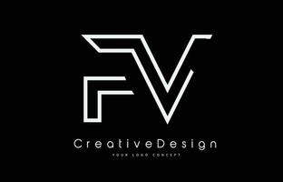 diseño del logotipo de la letra fv fv en colores blancos. vector