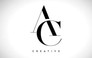 AC Artistic Letter Logo Design with Serif Font in Black and White Colors Vector Illustration