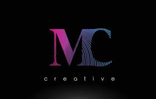 MC Logo Design With Multiple Lines and Purple Blue Colors. vector