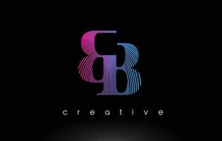 BB Logo Design With Multiple Lines and BPurple Blue Colors. vector