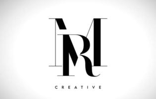 mr diseño de logotipo de letra artística con fuente serif en colores blanco y negro ilustración vectorial vector