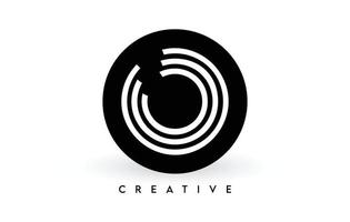 O letter logo design on a black circle. Creative White lines A letter Logo Icon Vector