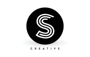 diseño del logotipo de la letra s en un círculo negro. líneas blancas creativas un vector de icono de logotipo de letra