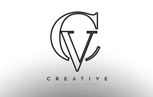 cv cv carta diseño logo logotipo icono concepto con fuente serif y estilo clásico y elegante look vector