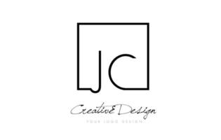 Diseño de logotipo de letra de marco cuadrado jc con colores blanco y negro. vector