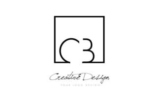 CB Square Frame Letter Logo Design with Black and White Colors. vector