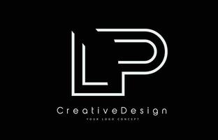 Diseño de logotipo de letra lp lp en colores blancos. vector