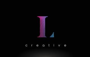 L Logo Design With Multiple Lines and Purple Blue Colors. vector