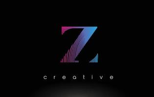 Z Logo Design With Multiple Lines and Purple Blue Colors. vector