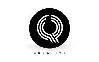 Q letter logo design on a black circle. Creative White lines A letter Logo Icon Vector