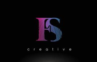 FS Logo Design With Multiple Lines and Purple Blue Colors. vector