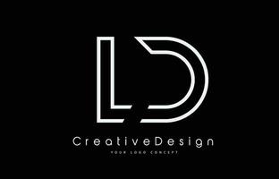 diseño del logotipo de la letra ld ld en colores blancos. vector