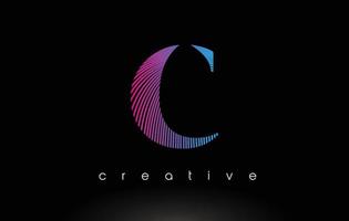 C Logo Design With Multiple Lines and Purple Blue Colors. vector