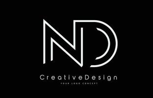 Diseño del logotipo de la letra nd nd en colores blancos. vector