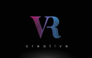 VR Logo Design With Multiple Lines and Purple Blue Colors. vector