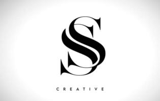SS Artistic Letter Logo Design with Serif Font in Black and White Colors Vector Illustration