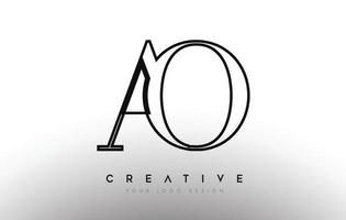 AO ao letter design logo logotype icon concept with serif font and classic elegant style look vector