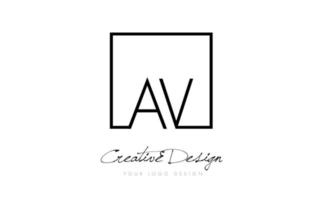 AV Square Frame Letter Logo Design with Black and White Colors. vector