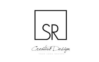 SR Square Frame Letter Logo Design with Black and White Colors. vector