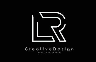 LR Letter Logo Design in Black White. vector