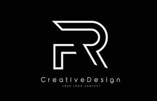 diseño del logotipo de la letra fr fr en colores blancos. vector