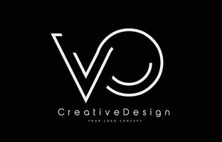 diseño del logotipo de la letra vo vo en colores blancos. vector