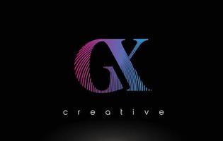 GX Logo Design With Multiple Lines and Purple Blue Colors. vector