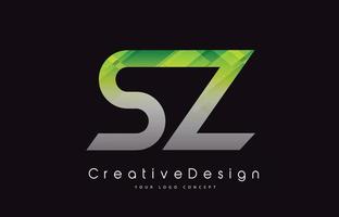 diseño del logotipo de la letra sz. textura verde icono creativo letras modernas vector logo.