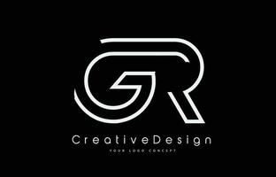 GR G R Letter Logo Design in White Colors. vector