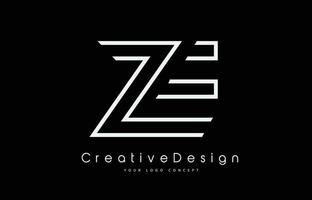 ZE Z E Letter Logo Design in White Colors. vector