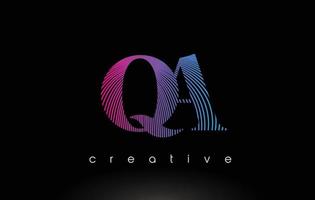 QA Logo Design With Multiple Lines and Purple Blue Colors. vector