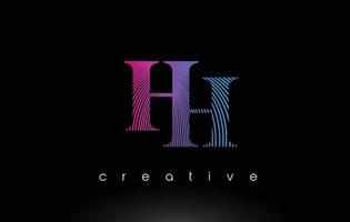 HH Logo Design With Multiple Lines and Purple Blue Colors. vector