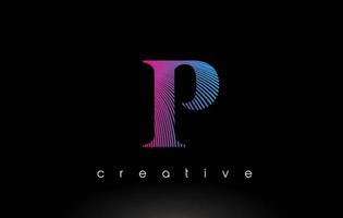 P Logo Design With Multiple Lines and Purple Blue Colors. vector