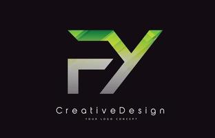diseño del logotipo de la letra fy. textura verde icono creativo letras modernas vector logo.