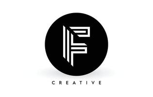 diseño del logotipo de la letra f en un círculo negro. líneas blancas creativas un vector de icono de logotipo de letra