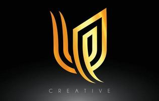 Golden U Letter Logo with Creative Lines and Monogram Look Vector