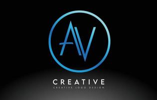 Neon Blue AV Letters Logo Design Slim. Creative Simple Clean Letter Concept. vector