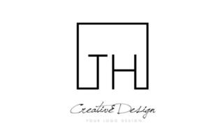 TH Square Frame Letter Logo Design with Black and White Colors. vector